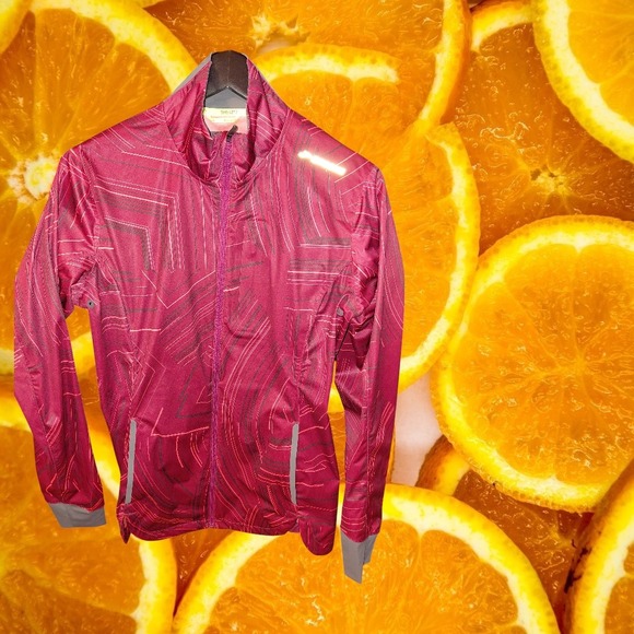 Brooks Womens Run Happy DriLayer Full Zip Running Jacket Burgundy Pink Size M - Picture 2 of 8